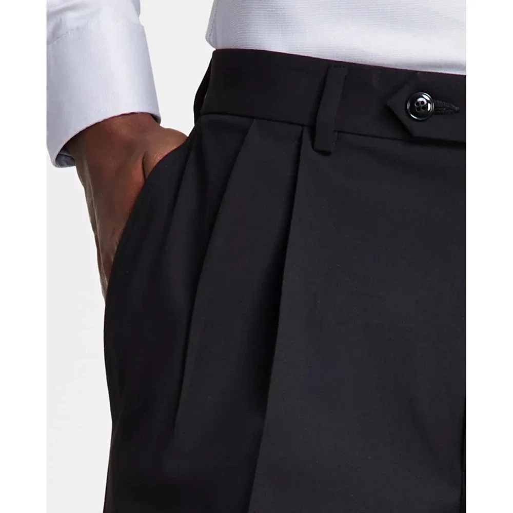 Michael Kors Mens Classic fit Dress Pants 34W 32L Black Pleated Cuffs‎